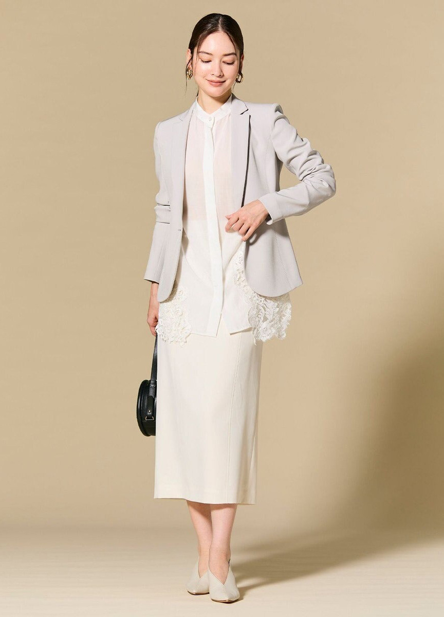 蕾絲拼接立領襯衫